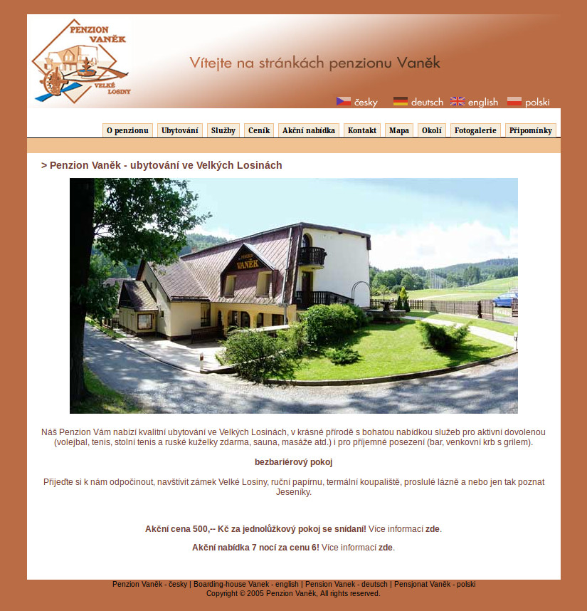Pension Vanek – accommodation in the Great Losiny